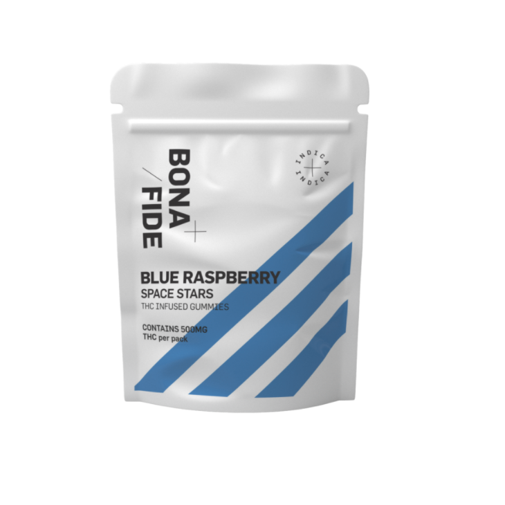 Bonafide – Space Stars - Blue Raspberry (500mg THC, 1000mg THC) Indica - West Coast Cannabis Bonafide – Space Stars - Blue Raspberry (500mg THC, 1000mg THC) Indica - West Coast Cannabis