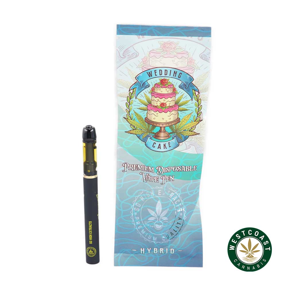 So High Extracts Disposable Pen - Wedding Cake 1ML (Hybrid) - West Coast Cannabis So High Extracts Disposable Pen - Wedding Cake 1ML (Hybrid) - West Coast Cannabis