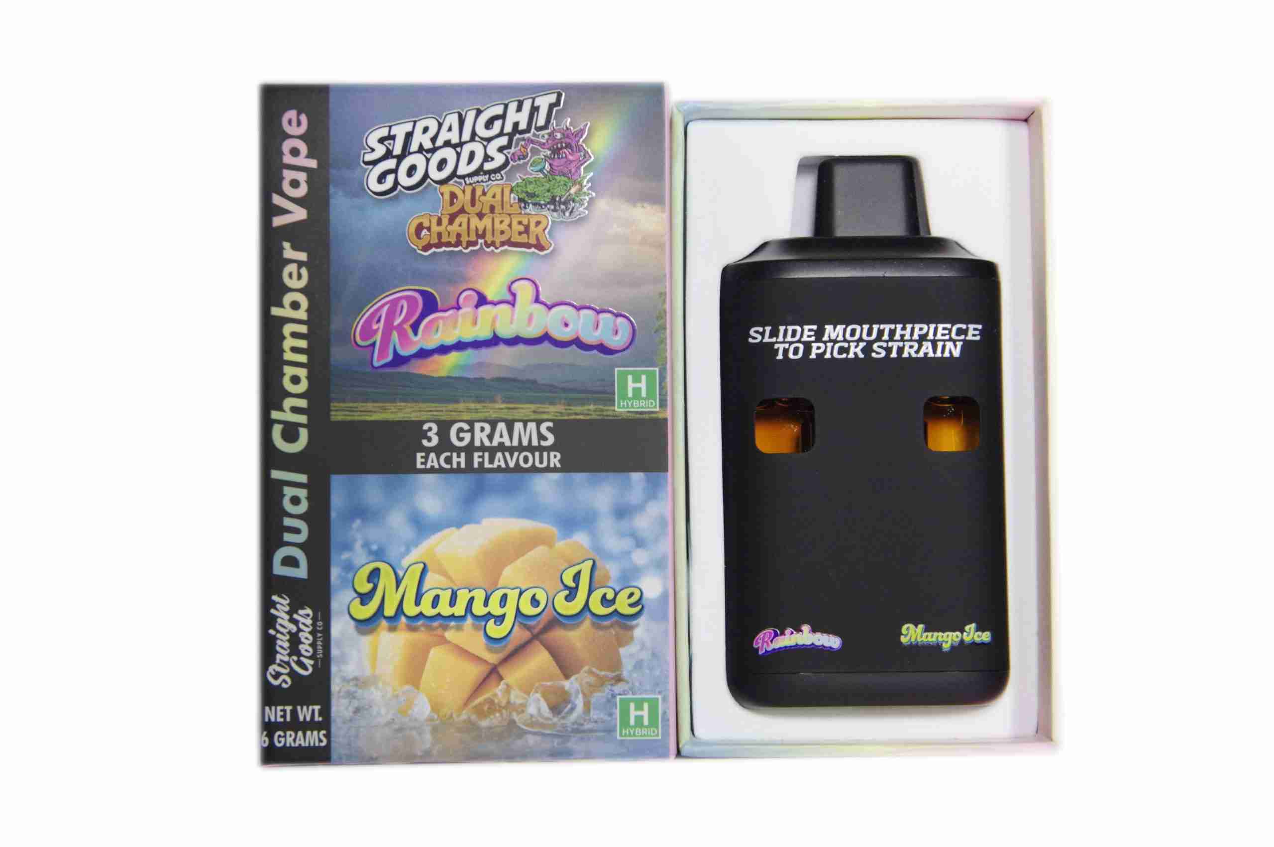 Straight Goods - Dual Chamber Vape - Rainbow + Mango Ice (3 Grams + 3 Grams) - West Coast Cannabis Straight Goods - Dual Chamber Vape - Rainbow + Mango Ice (3 Grams + 3 Grams) - West Coast Cannabis