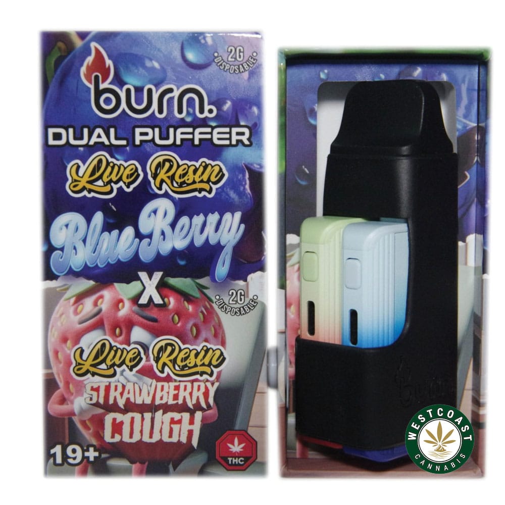 Burn Extracts – Dual 2 Gram Puffer – Live Resin Blueberry x Live Resin Strawberry Cough (2 Grams + 2 Gram) - Image 1