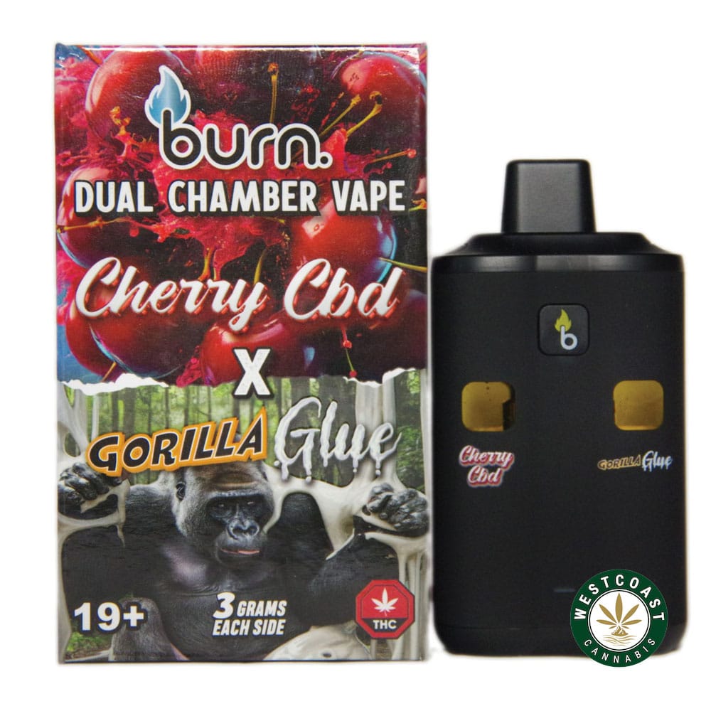 Burn Extracts – Dual Chamber Disposable Vape – Cherry CBD + Gorilla Glue (3+3 Gram) - Image 1