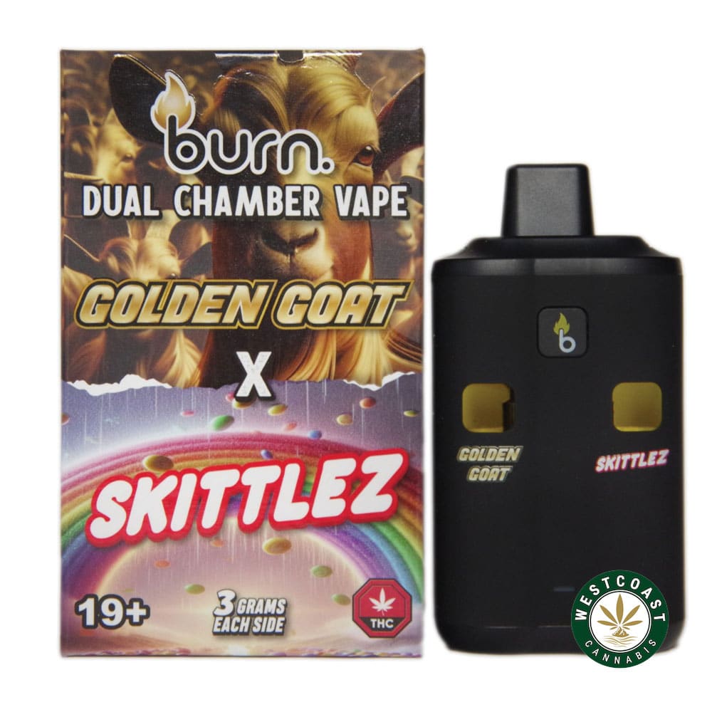 Burn Extracts – Dual Chamber Disposable Vape – Golden Goat + Skittlez (3+3 Gram) - Image 1