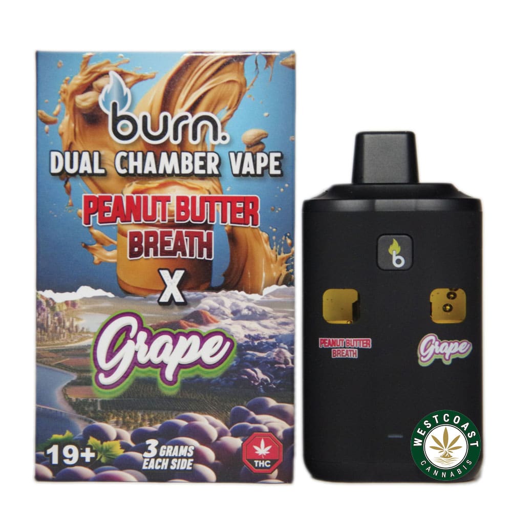 Burn Extracts – Dual Chamber Disposable Vape – Peanut Butter Breath + Grape (3+3 Gram) - Image 1
