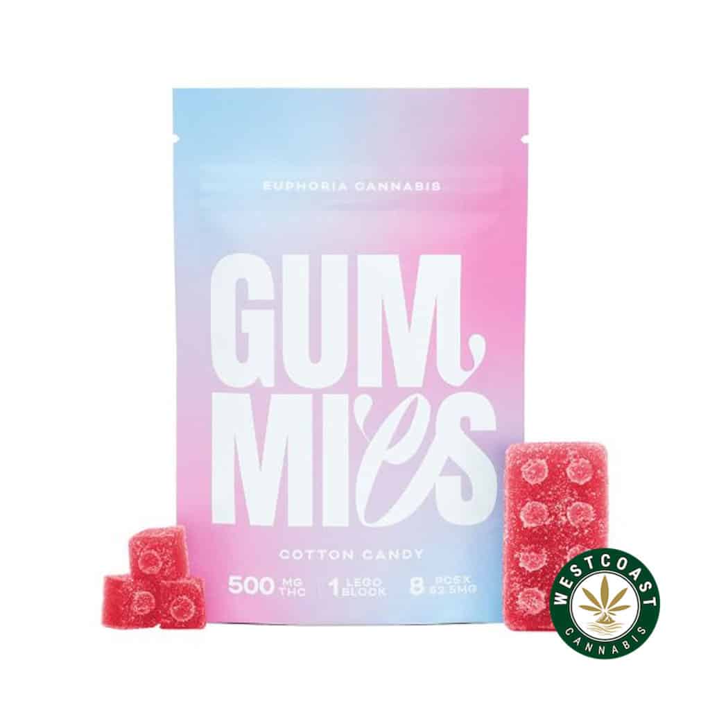 Euphoria Cannabis – Cotton Candy Gummies 500mg THC - Image 1