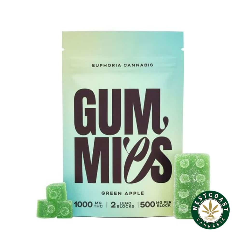 Euphoria Cannabis – Green Apple Gummies 1000mg THC - Image 1