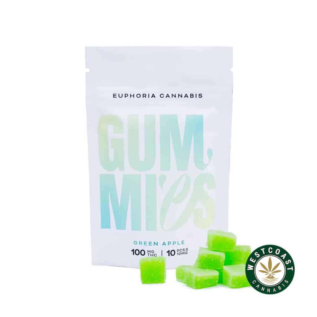 Euphoria Cannabis – Green Apple Gummies 100mg THC - Image 1