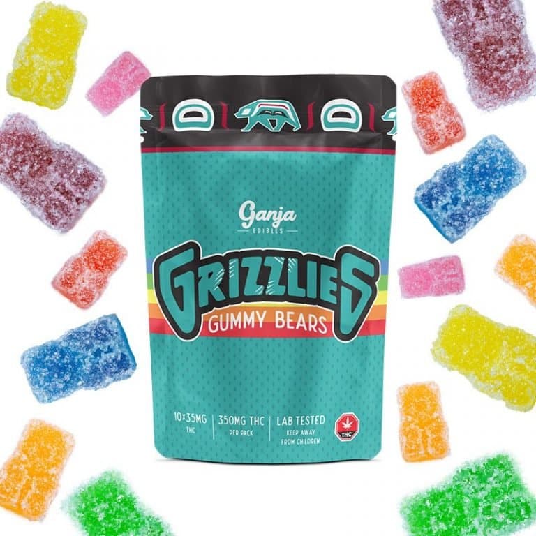 Ganja Edibles – Grizzlies Sour Gummy Bears 350mg THC - Image 1