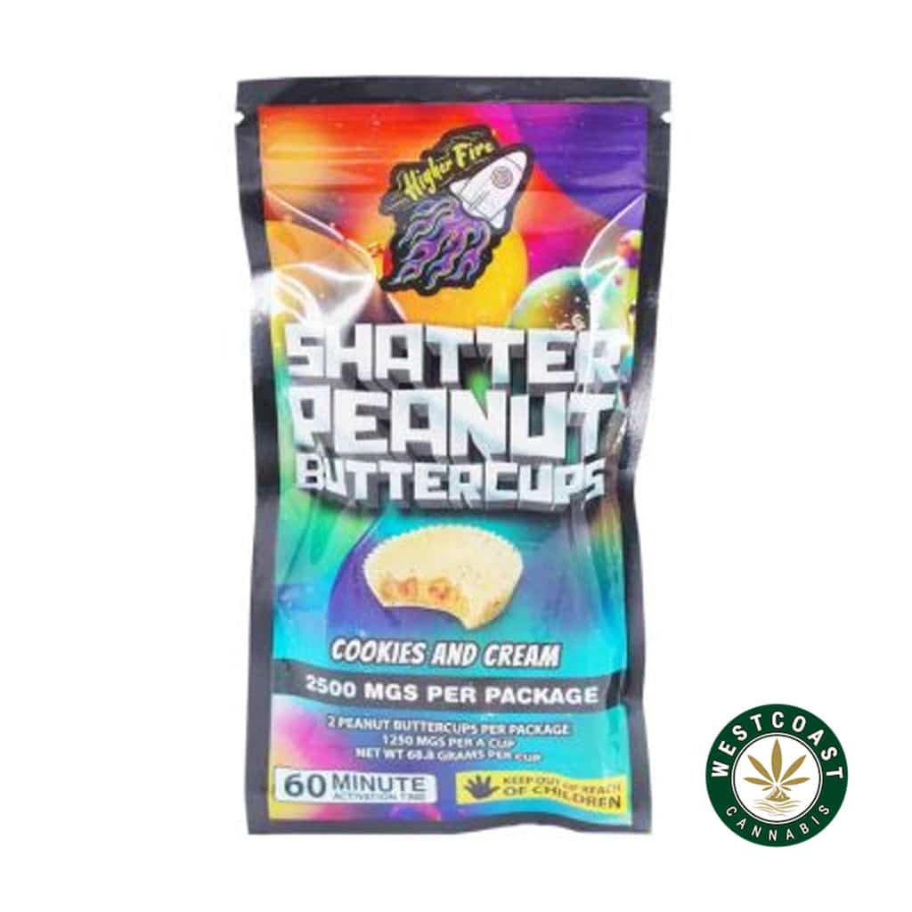 Higher Fire Extracts – Shatter Peanut Butter Chocolate Cups – Cookies and Cream 2500mg THC - Image 1