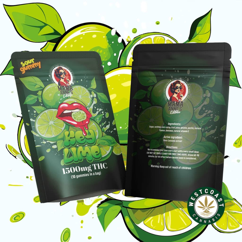 Mama Anne’s Edibles – Key Lime Gummy – 1500mg THC - Image 1