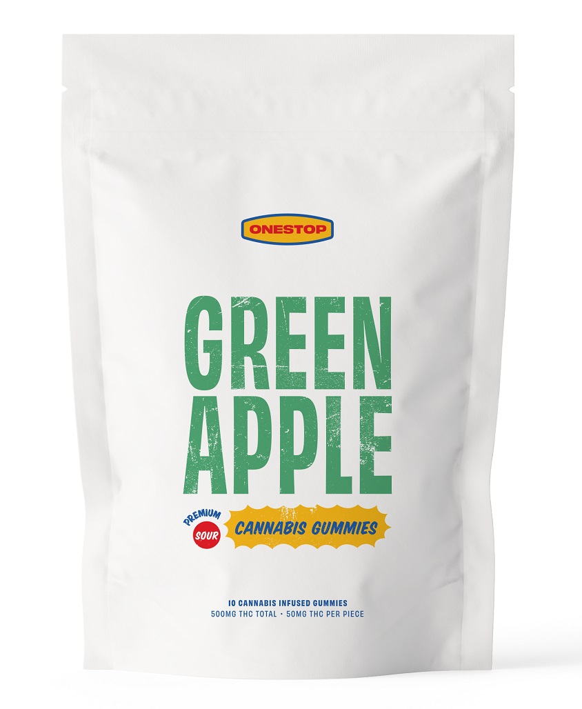 One Stop – Sour Green Apple THC Gummies 500mg - Image 1