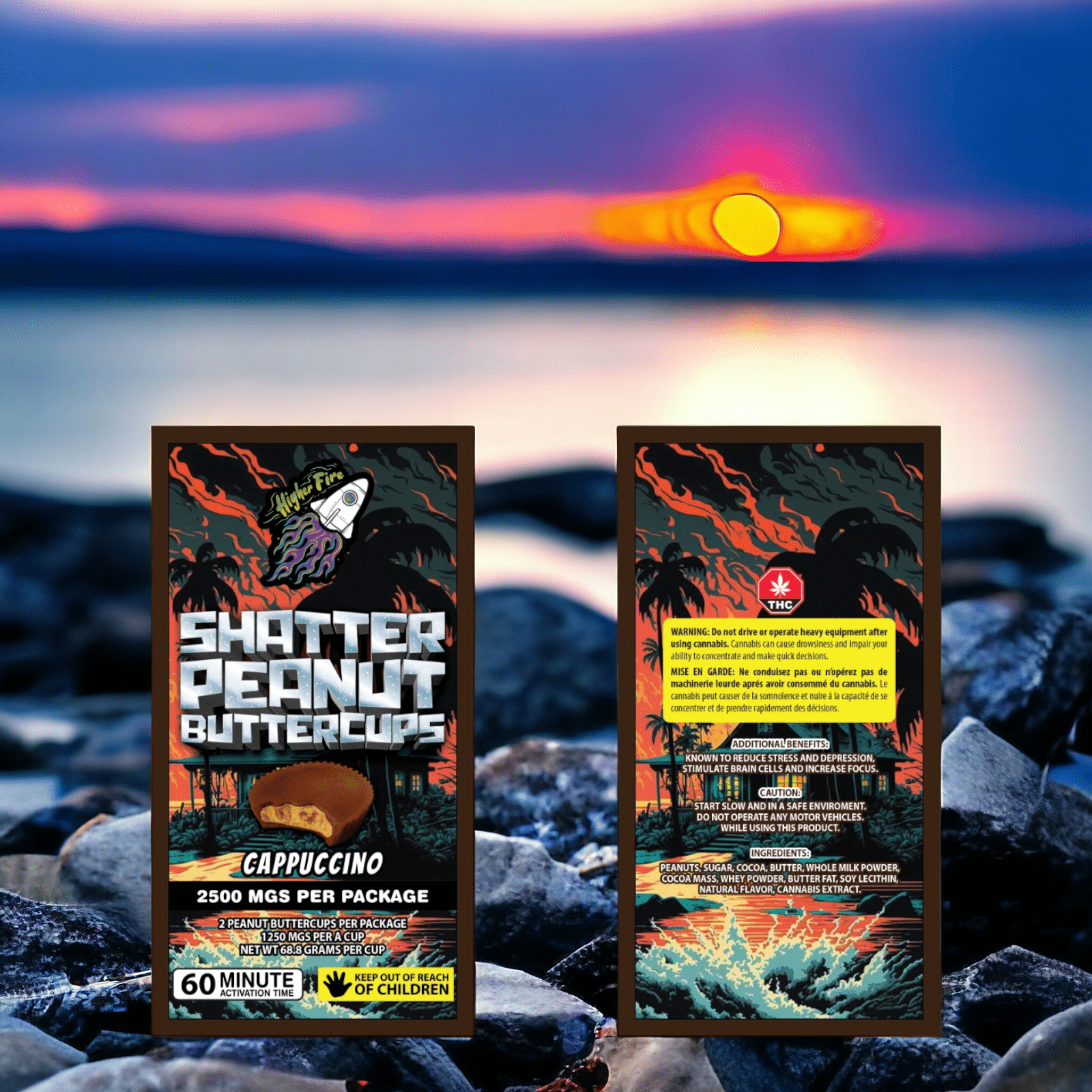 Higher Fire Extracts – Shatter Peanut Butter Chocolate Cups – Cappuccino 2500mg THC - Image 1