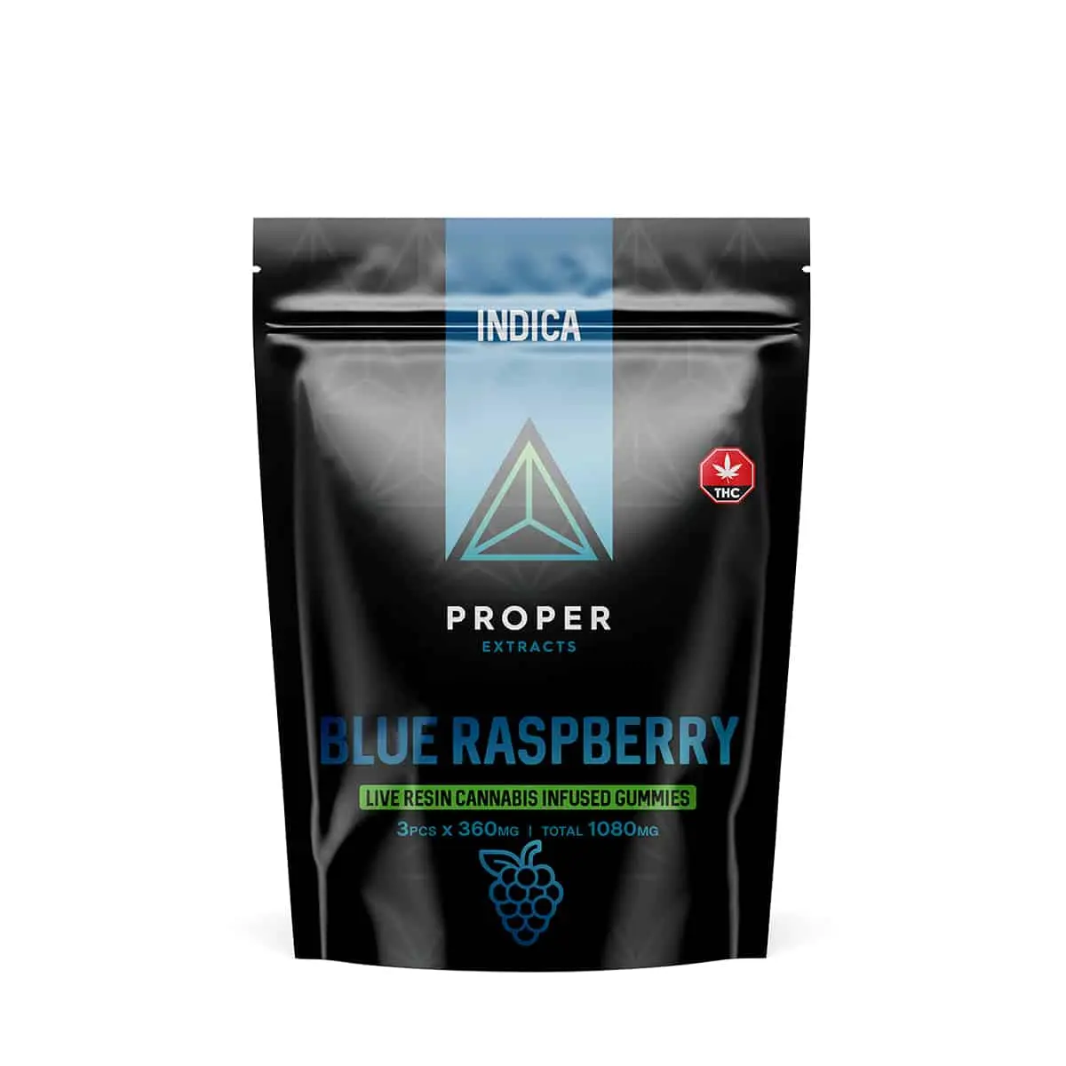 Proper Extracts Edibles – Triangles 1080mg Live Resin Gummies – Blue Raspberry - Image 1