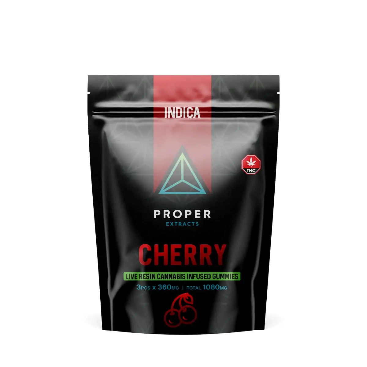 Proper Extracts Edibles – Triangles 1080mg Live Resin Gummies – Cherry - Image 1