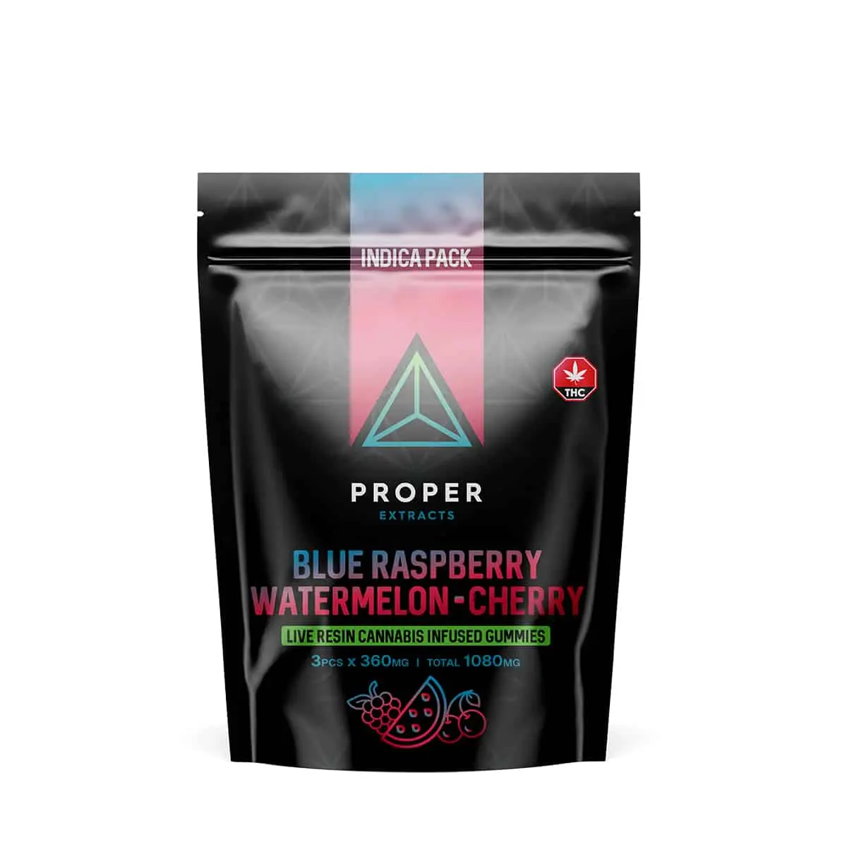 Proper Extracts Edibles – Triangles 1080mg Live Resin Gummies – Indica Pack - Image 1