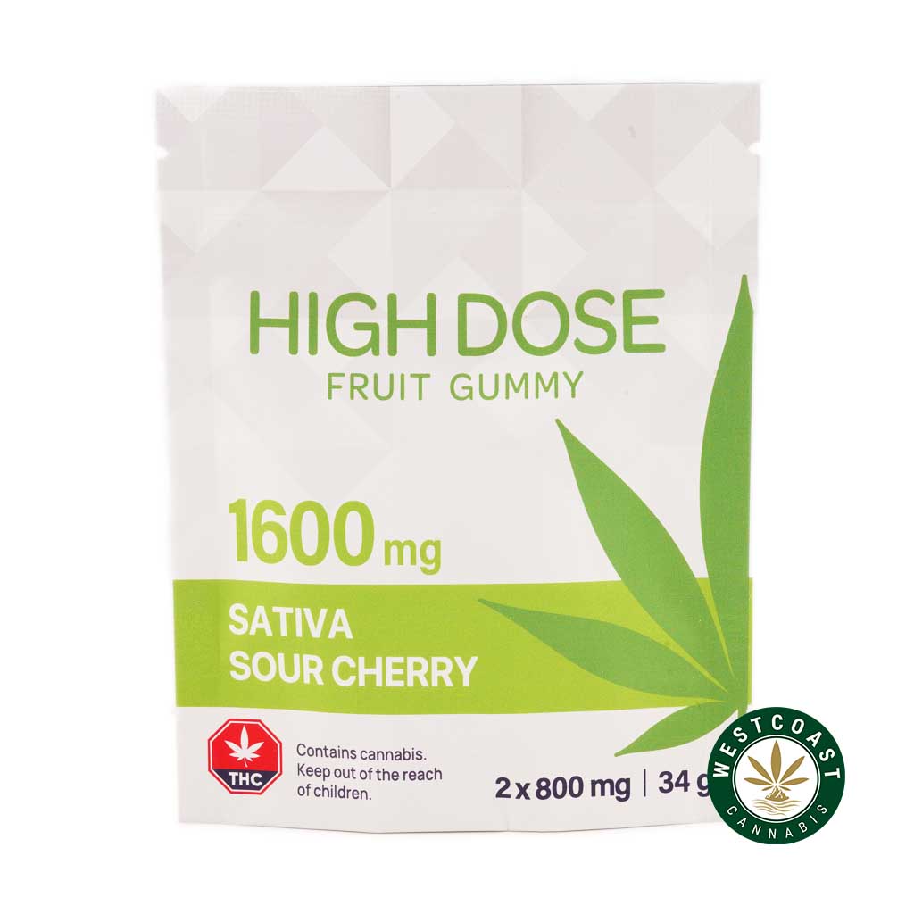 High Dose Fruit Gummy – Extreme Strength Sour Cherry 1600mg THC (Sativa) - Image 1