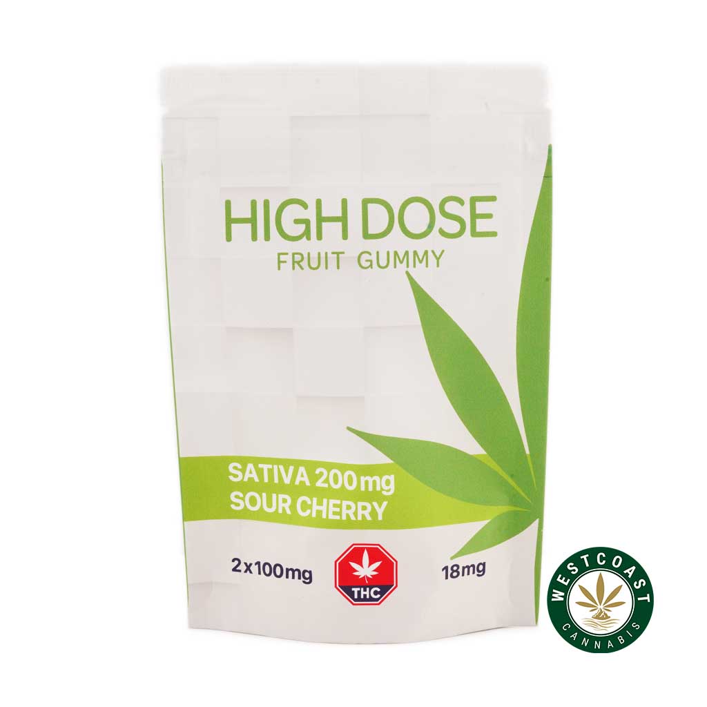 High Dose Fruit Gummy – Sour Cherry 200mg THC (Sativa) - Image 1