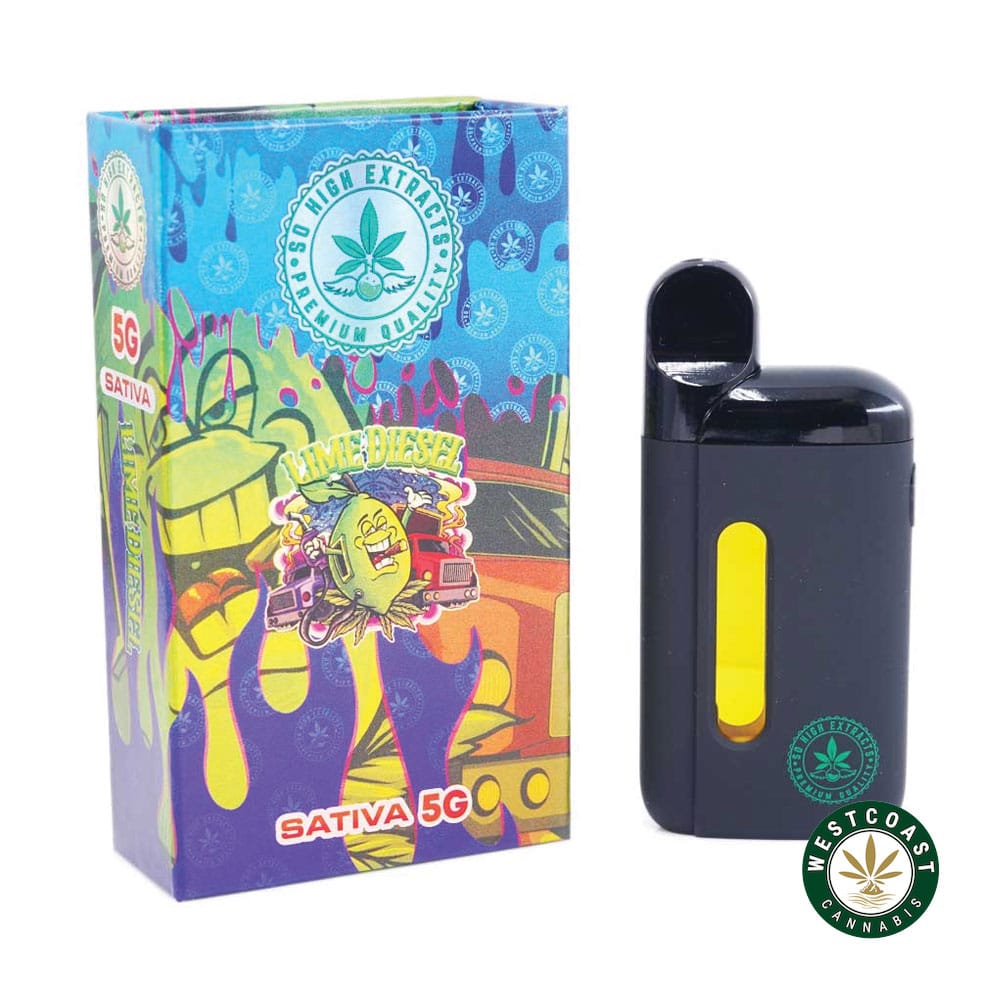 So High Extracts Disposable Pen – Lime Diesel 5ML (Sativa) - Image 1