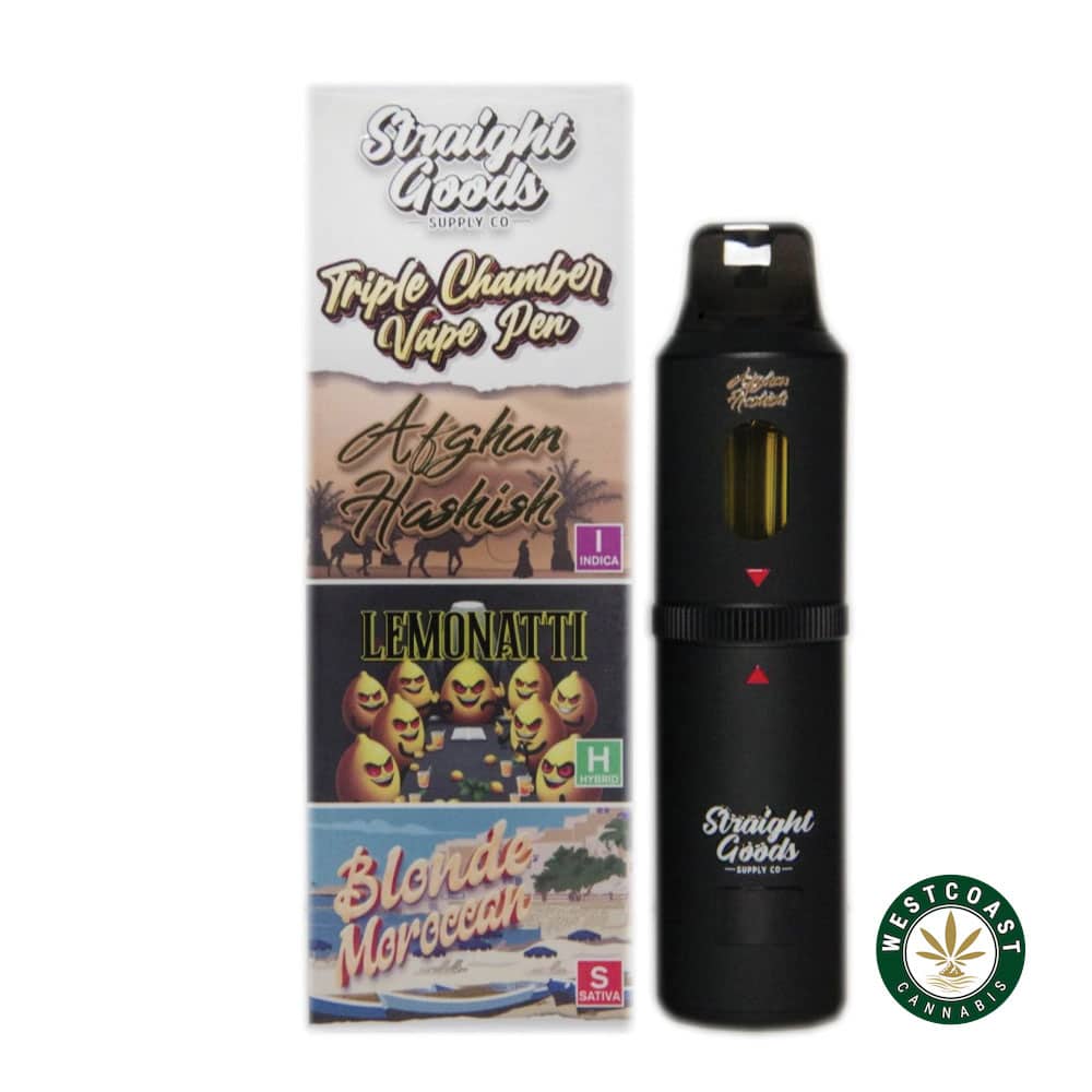 Straight Goods – Triple Chamber Vape – Afghan Hashish + Lemonatti + Blonde Moroccan (3 Grams + 3 Grams + 3 Gram) - Image 1