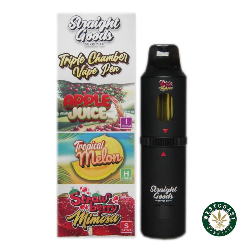 Straight Goods – Triple Chamber Vape – Apple Juice + Tropical Melon + Strawberry Mimosa (3 Grams + 3 Grams + 3 Gram) - Image 1