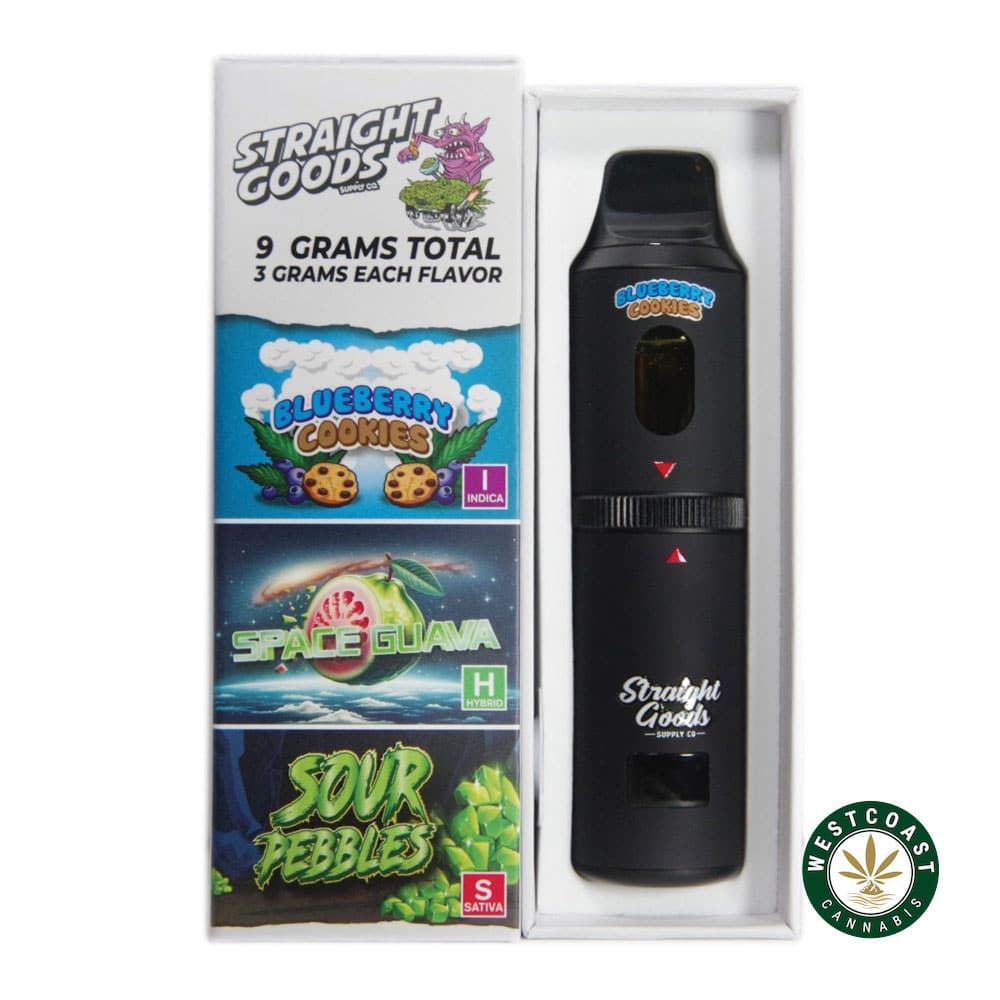 Straight Goods – Triple Chamber Vape – Blueberry Cookies + Space Guava + Sour Pebbles (3 Grams + 3 Grams + 3 Gram) - Image 1