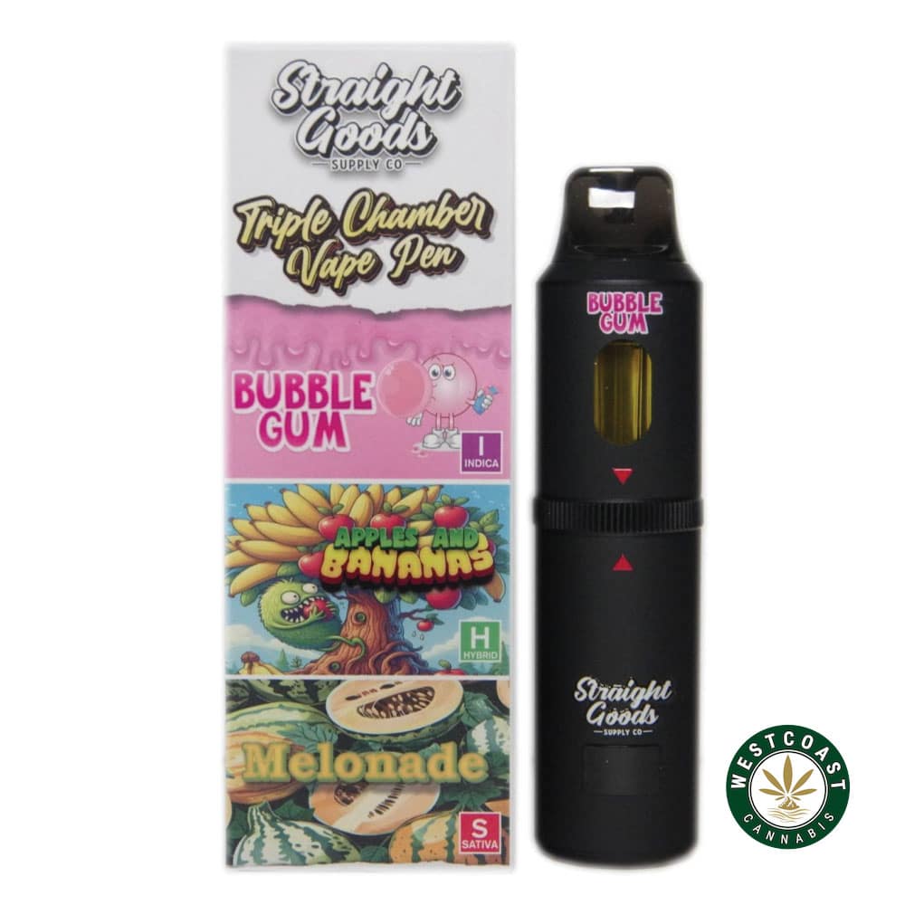 Straight Goods – Triple Chamber Vape – Bubble Gum + Apples and Banana + Melonade (3 Grams + 3 Grams + 3 Gram) - Image 1