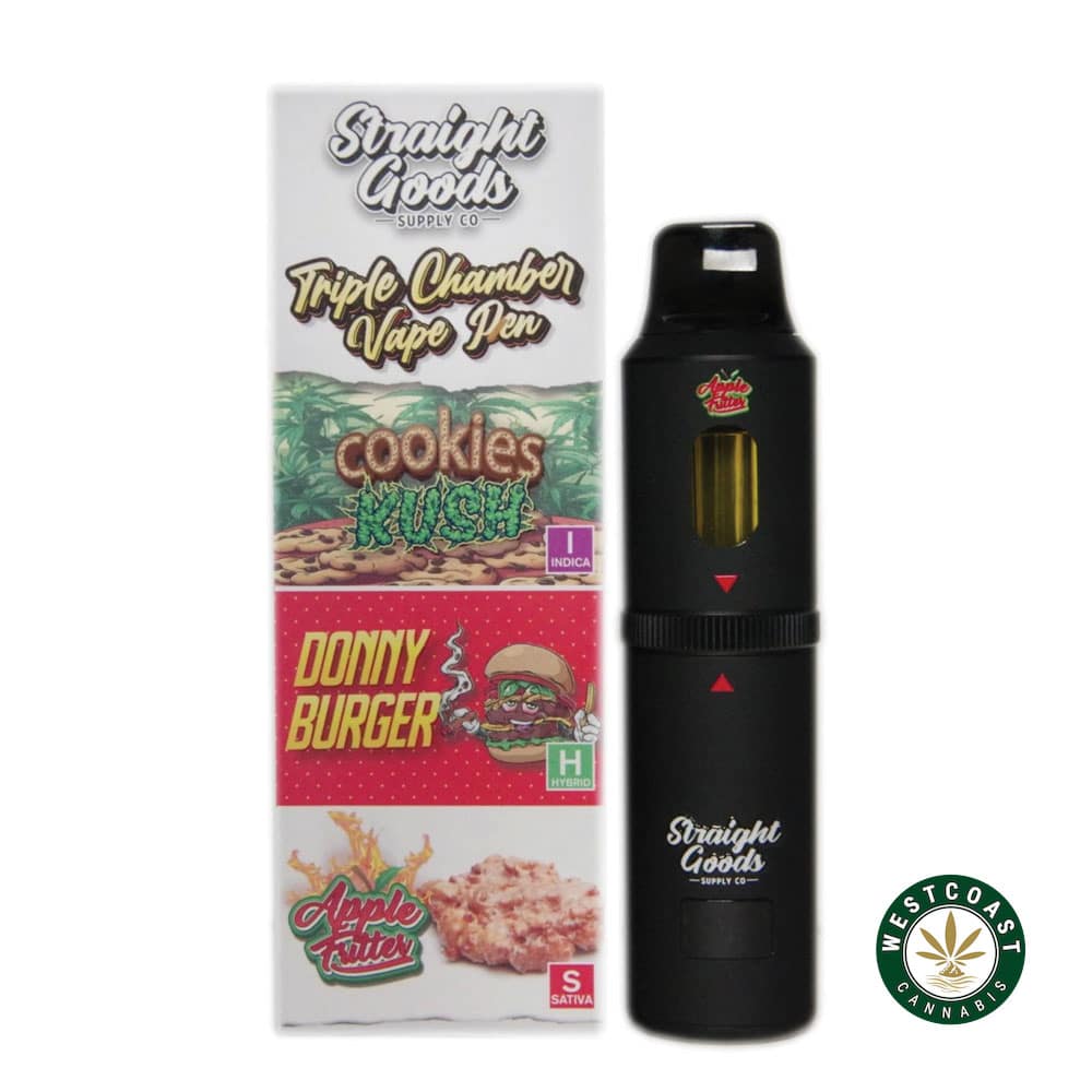Straight Goods – Triple Chamber Vape – Cookies Kush + Donny Burger + Apple Fritter (3 Grams + 3 Grams + 3 Gram) - Image 1