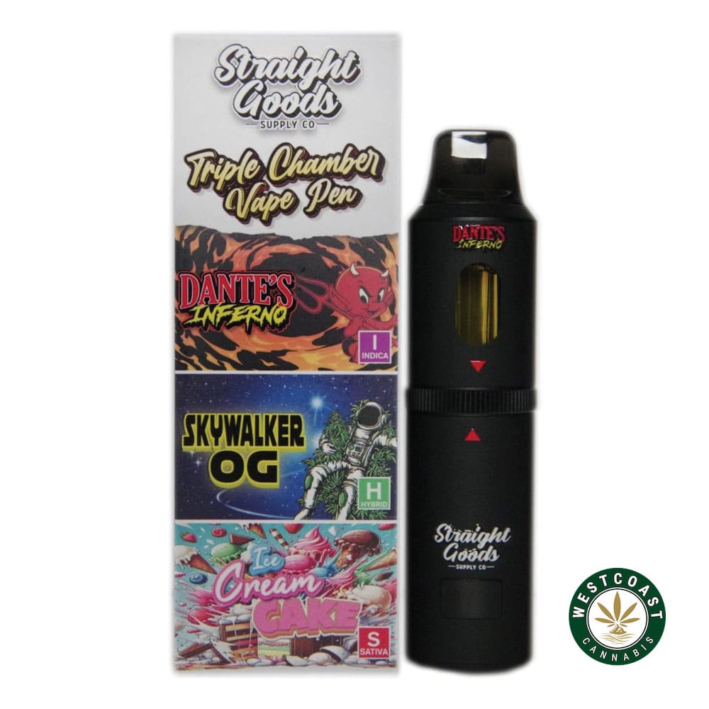 Straight Goods – Triple Chamber Vape – Dante’s Inferno + Skywalker OG + Ice Cream Cake (3 Grams + 3 Grams + 3 Gram) - Image 1