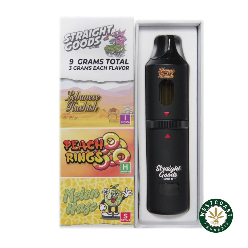 Straight Goods – Triple Chamber Vape – Lebanese Hashish + Peach Rings + Melon Haze (3 Grams + 3 Grams + 3 Gram) - Image 1