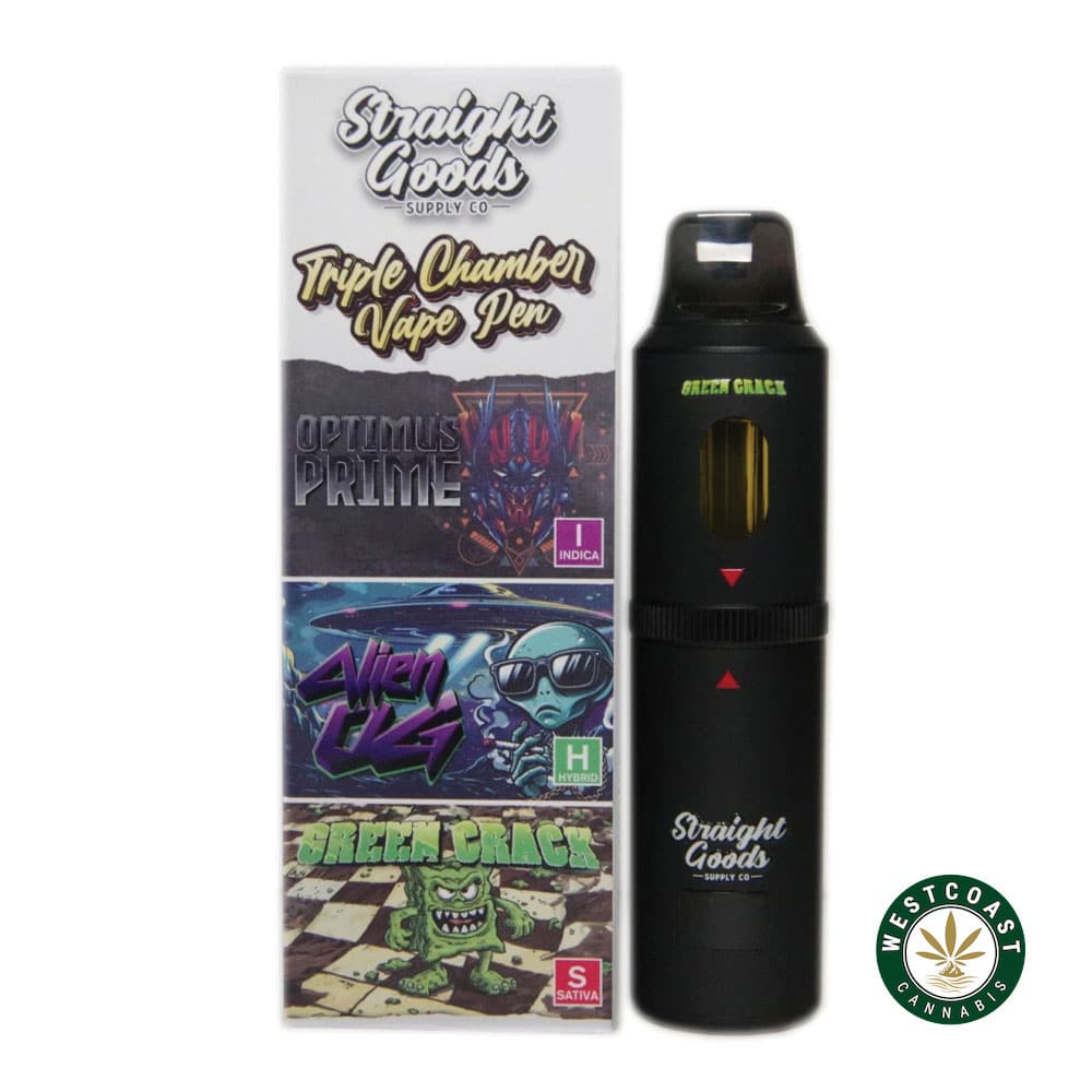 Straight Goods – Triple Chamber Vape – Optimus Prime + Alien OG + Green Crack (3 Grams + 3 Grams + 3 Gram) - Image 1