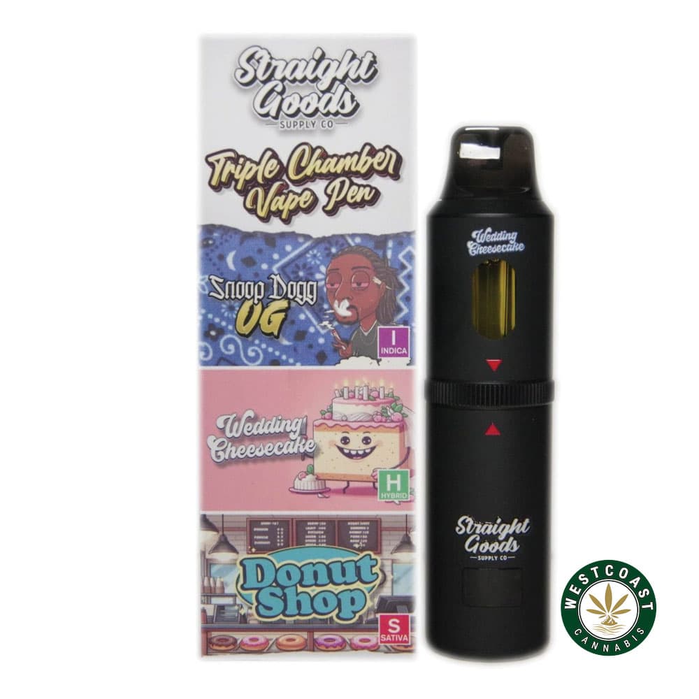 Straight Goods – Triple Chamber Vape – Snoop Dogg OG + Wedding Cheesecake + Donut Shop (3 Grams + 3 Grams + 3 Gram) - Image 1