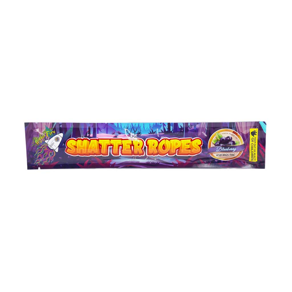 Higher Fire Extracts – Shatter Ropes – Blueberry 650MG THC - Image 1