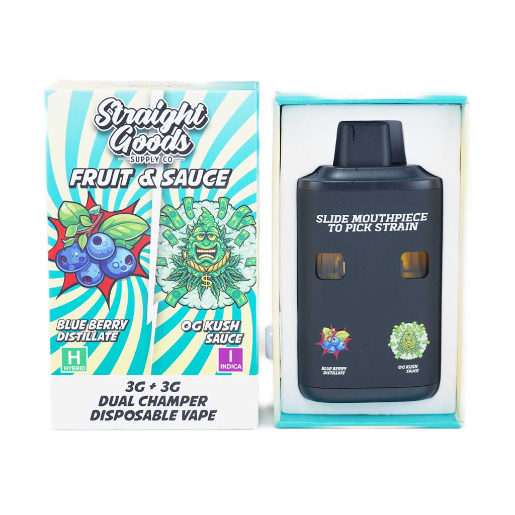 Straight Goods – Dual Chamber Vape – Blueberry + OG Kush (3 Grams + 3 Grams) - Image 1