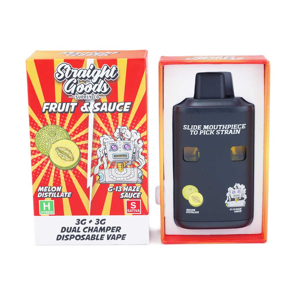 Straight Goods – Dual Chamber Vape – Melon + G-13 Haze (3 Grams + 3 Grams) - Image 1