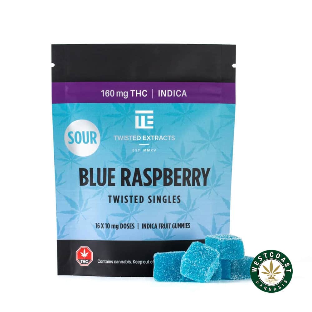 Twisted Extracts – Sour Blue Raspberry Twisted Singles 160mg THC Indica - Image 1