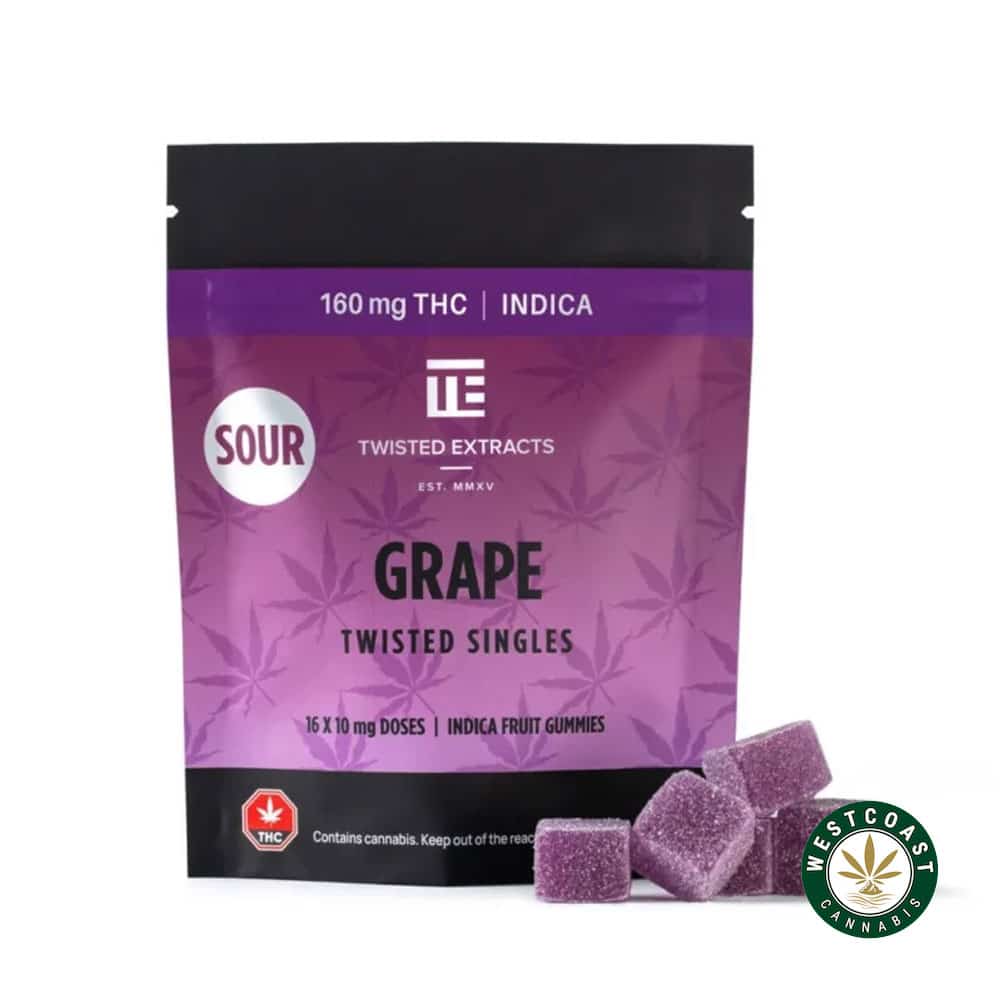 Twisted Extracts – Sour Grape Twisted Singles 160mg THC Indica - Image 1