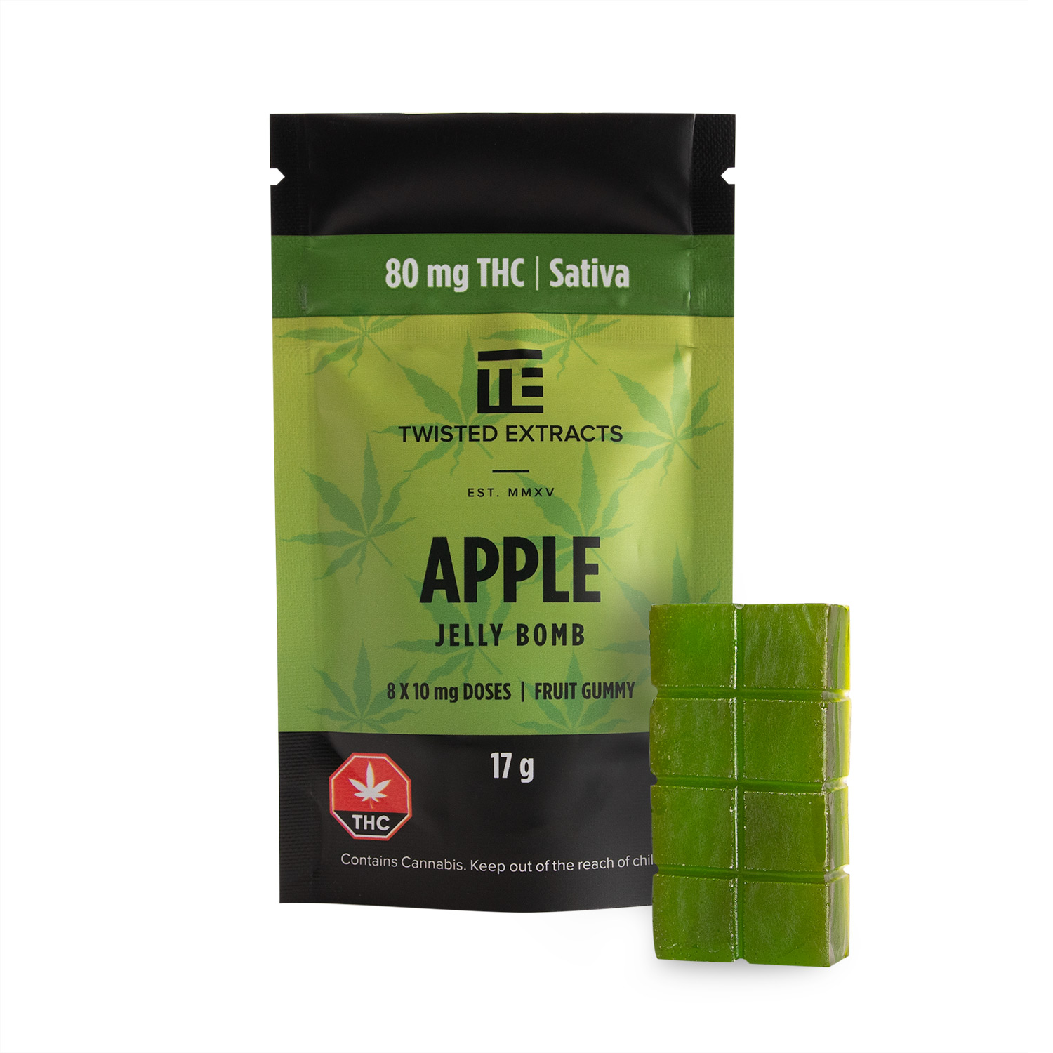 Twisted Extracts THC Apple Jelly Bombs 80mg Sativa - Image 1