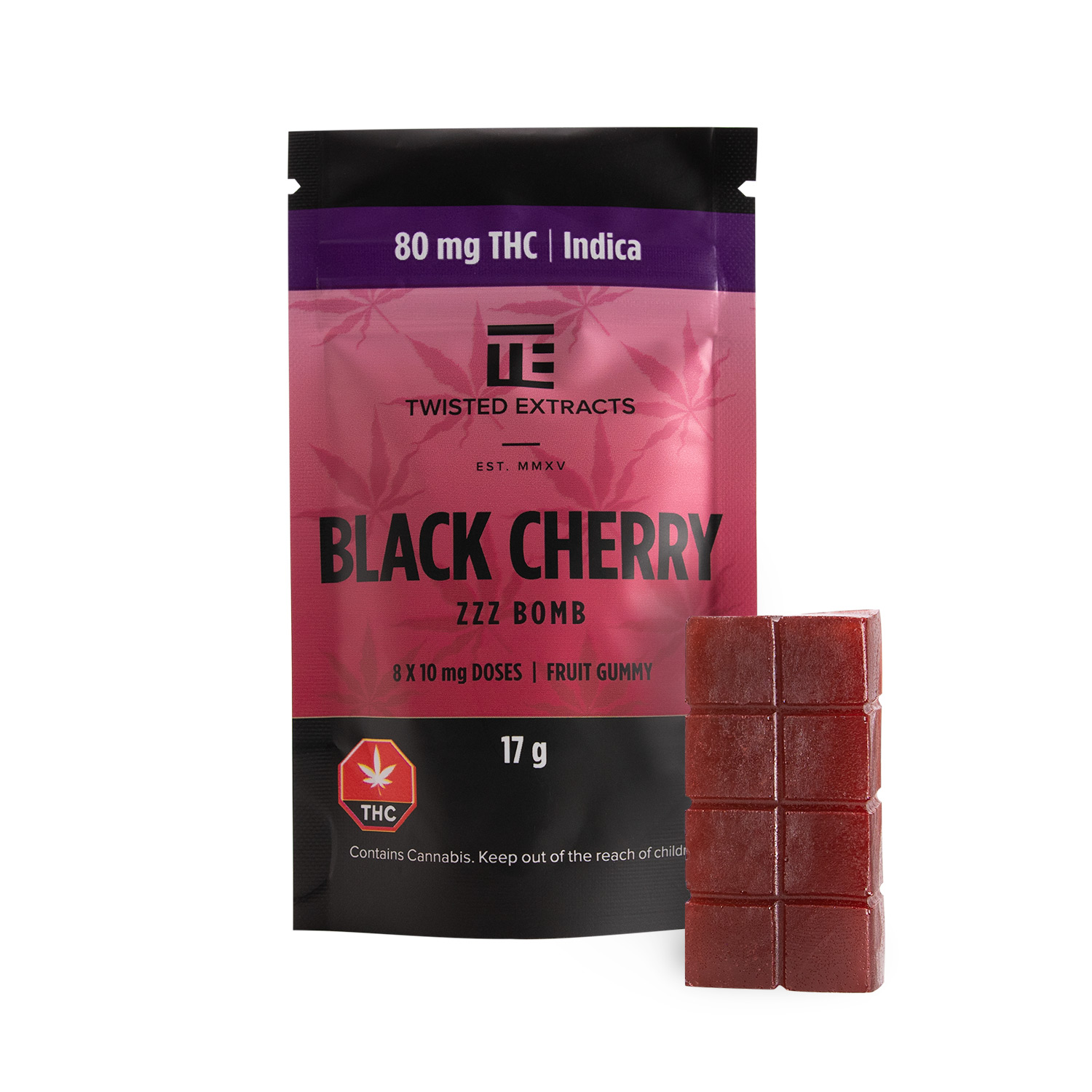 Twisted Extracts Black Cherry ZZZ Bomb 80mg THC Indica - Image 1