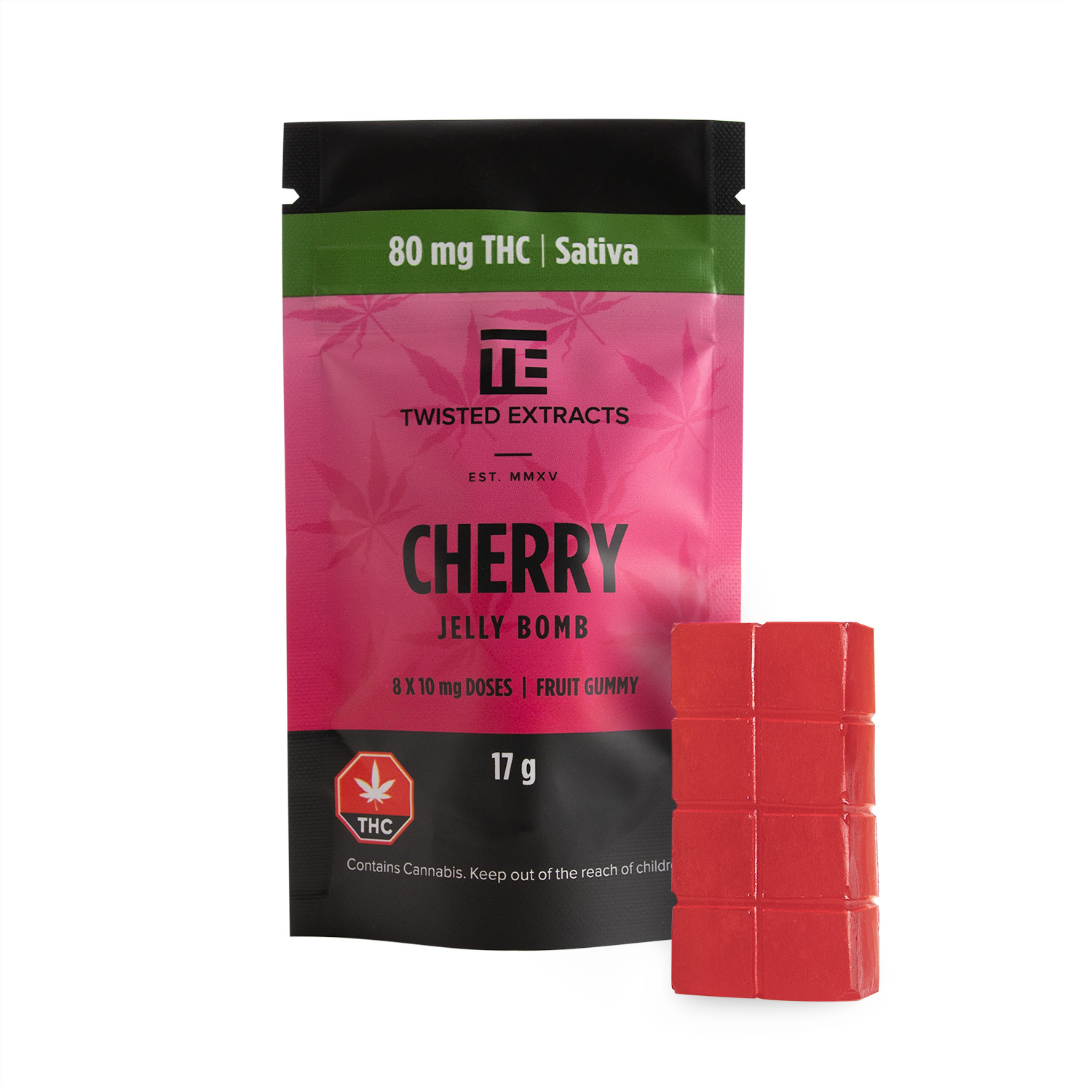 Twisted Extracts Cherry Jelly Bombs 80mg THC Sativa - Image 1