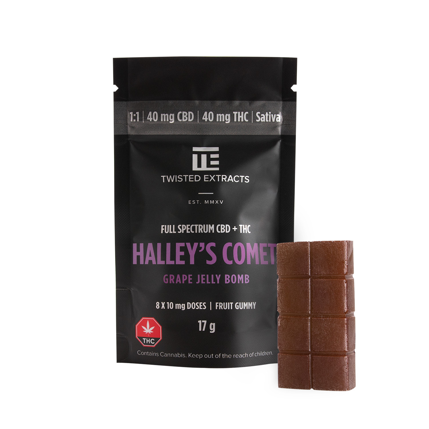 Twisted Extracts Halleys Comet Grape 40mg THC 40mg CBD Sativa - Image 1