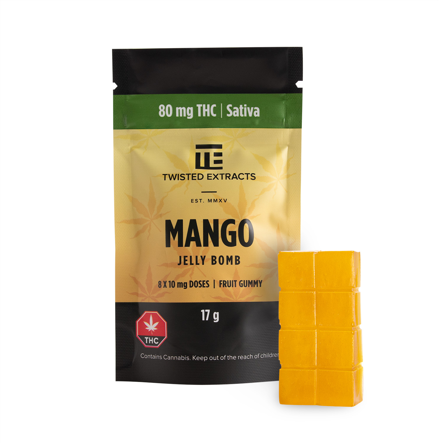 Twisted Extracts Mango Jelly Bombs 80mg THC Sativa - Image 1