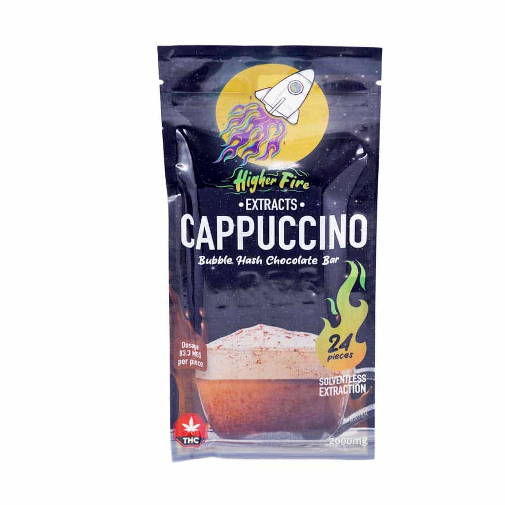 Higher Fire Extracts – Bubble Hash Chocolate Bar – Cappuccino 2000mg THC - Image 1