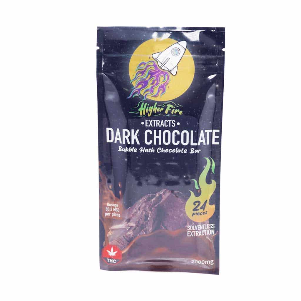 Higher Fire Extracts – Bubble Hash Chocolate Bar – Dark 2000mg THC - Image 1