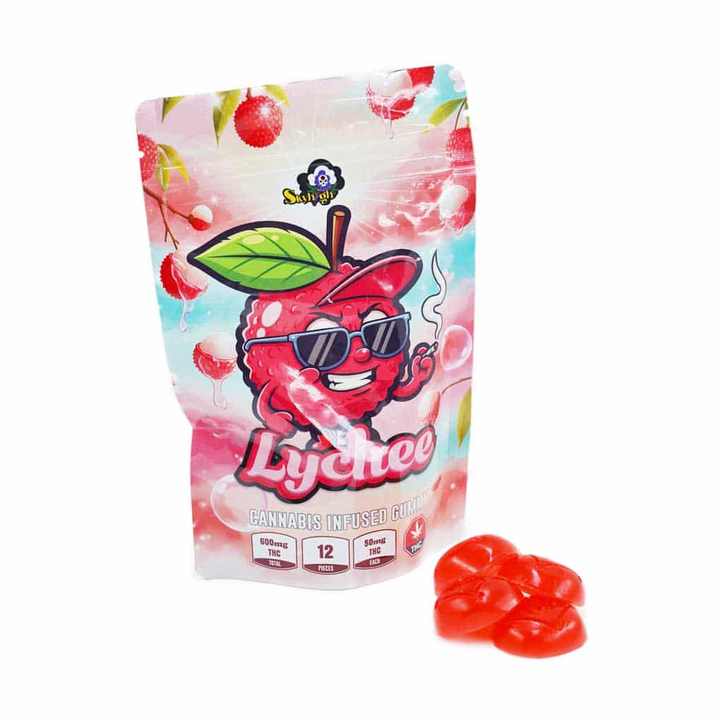 Sky High Edibles – Lychee Gummy 600mg THC - Image 1