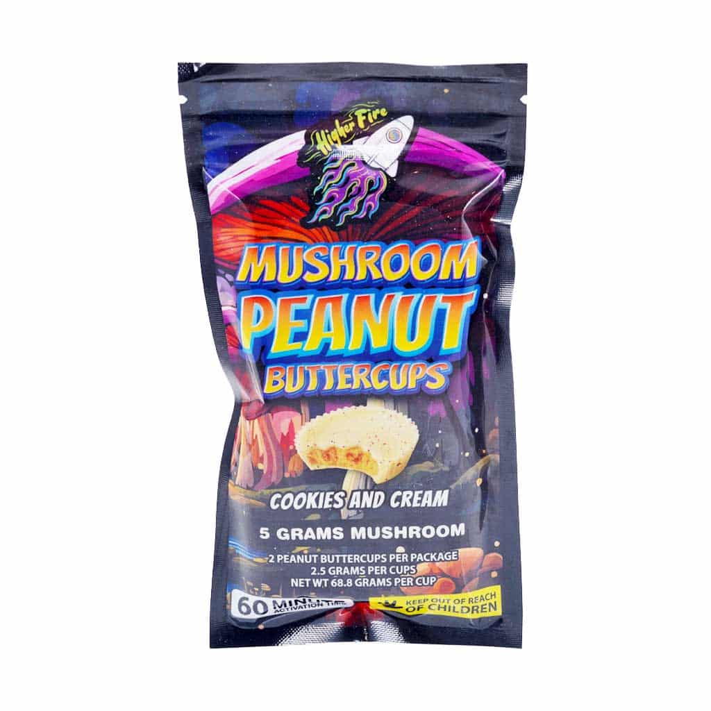 Higher Fire Extracts – Mushroom Peanut butter Chocolate Cups – Cookies & Cream 5000MG - Image 1