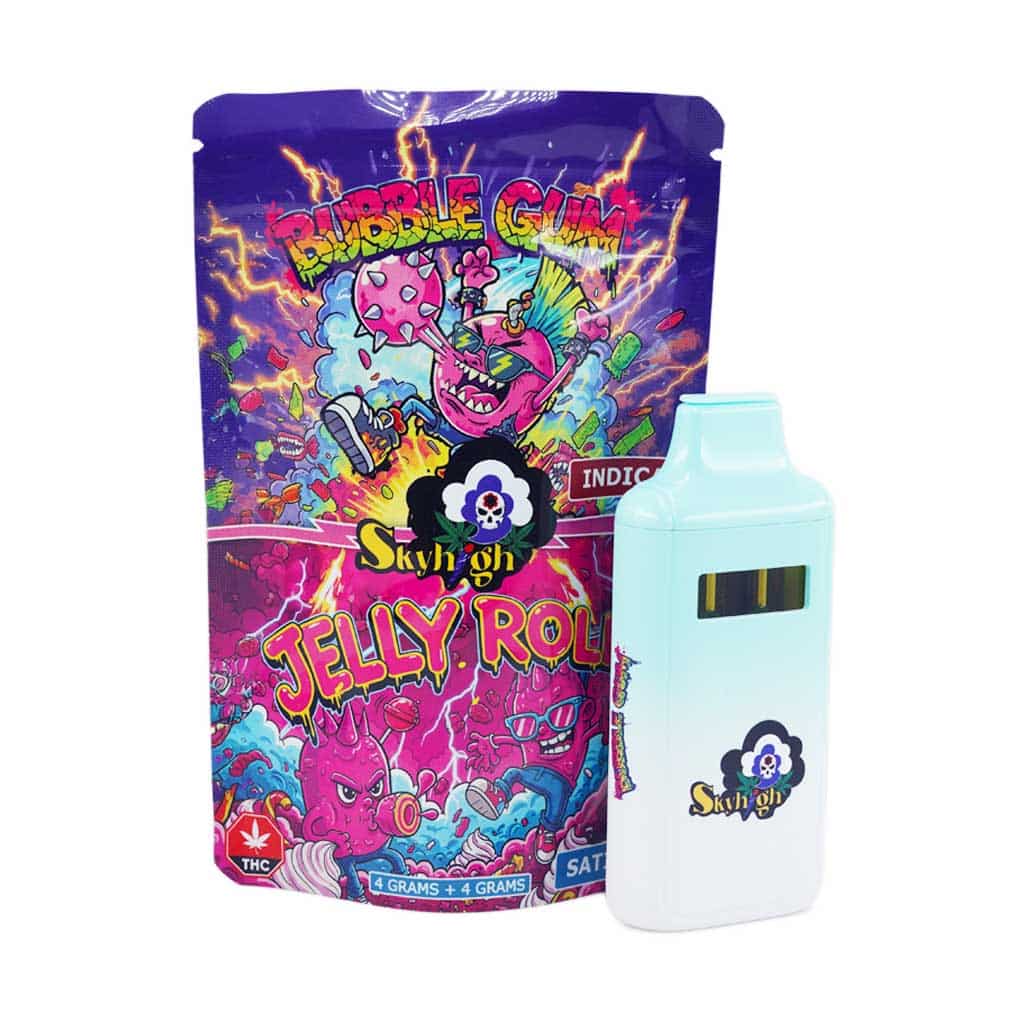 Sky High Extract – Dual Chamber Vape – Bubble Gum (Indica) + Jelly Roll (Sativa) – (4 Grams + 4 Grams) - Image 1
