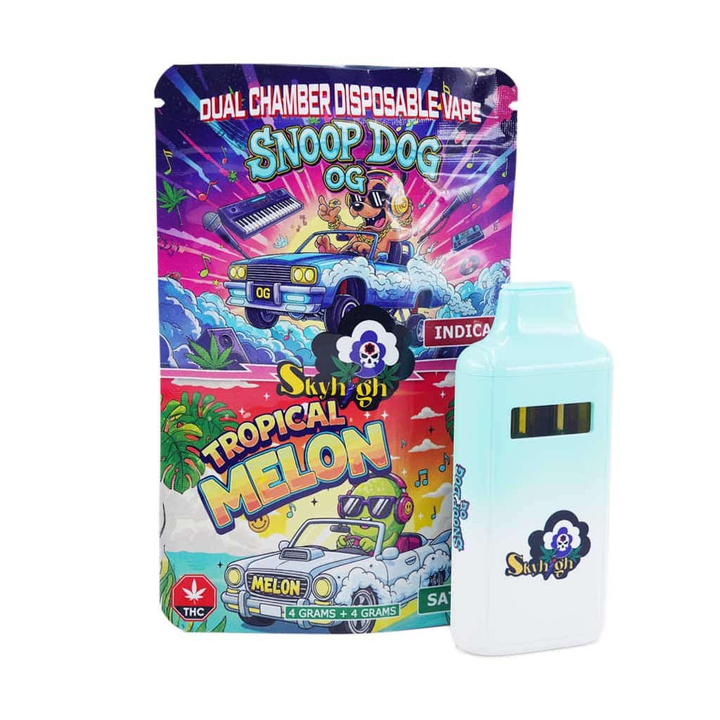 Sky High Extract – Dual Chamber Vape – Snoop Dog OG (Indica) + Tropical Melon (Sativa) – (4 Grams + 4 Grams) - Image 1