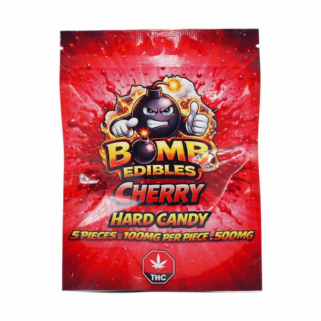 Bomb Edibles – 500mg THC Hard Candy – Cherry - Image 1