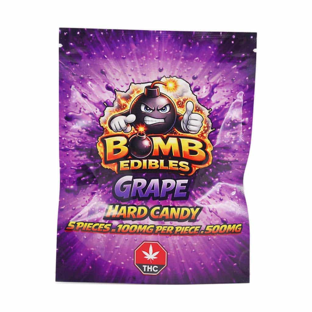 Bomb Edibles – 500mg THC Hard Candy – Grape - Image 1