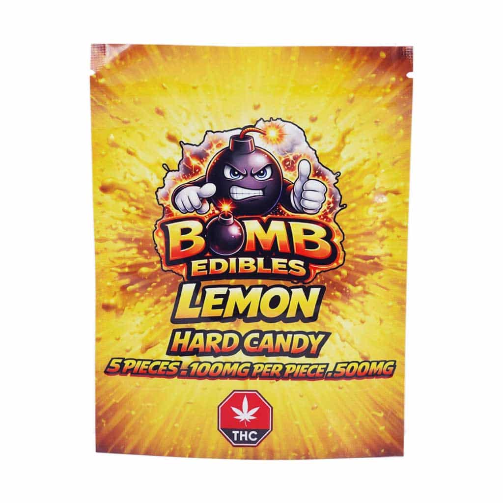 Bomb Edibles – 500mg THC Hard Candy – Lemon - Image 1