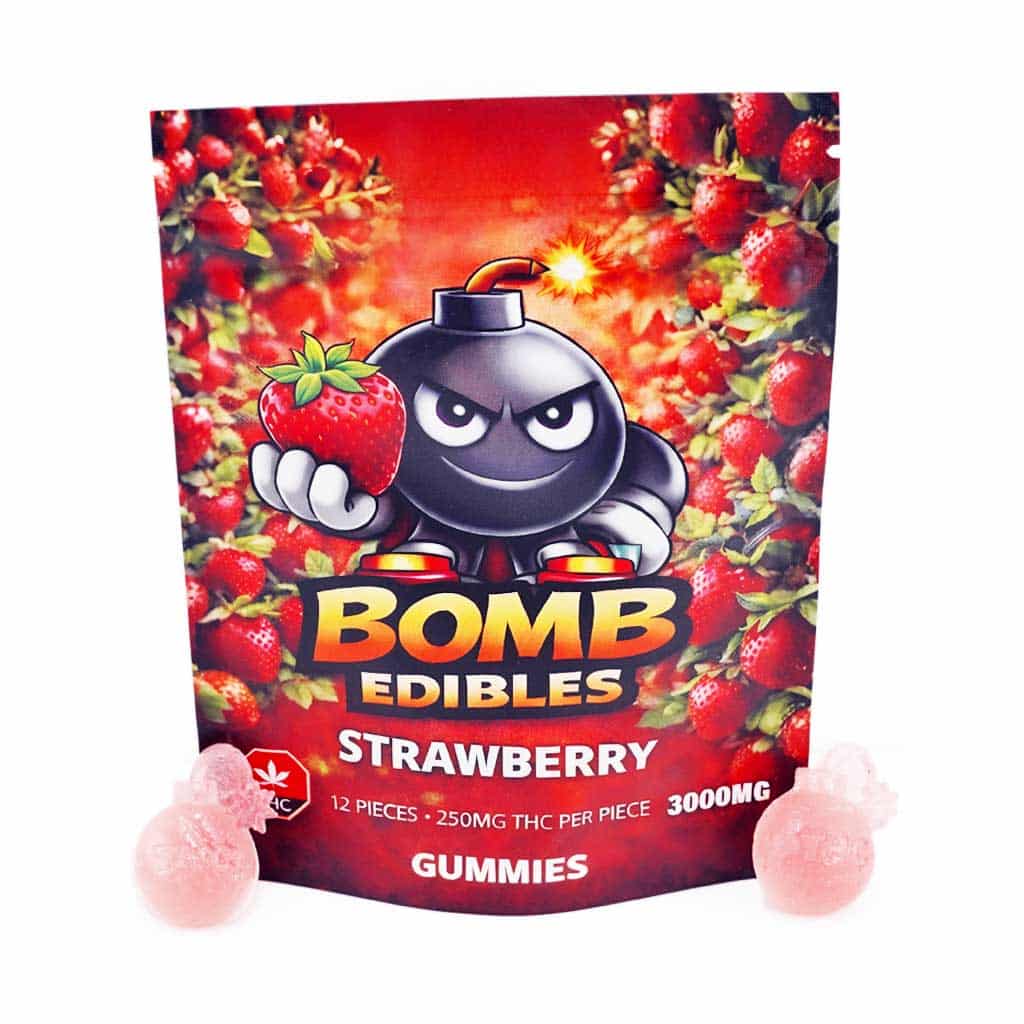Bomb Edibles – 3000mg THC Gummies – Strawberry - Image 1
